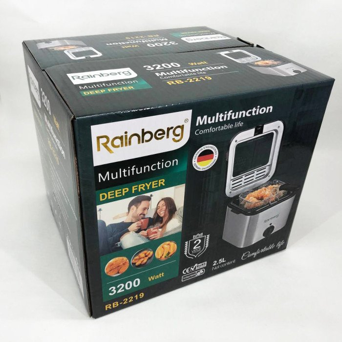 Фритюрниця для дому Rainberg RB-2219 з терморегулятором та знімною чашею електрофритюрниця міні фритюрниця