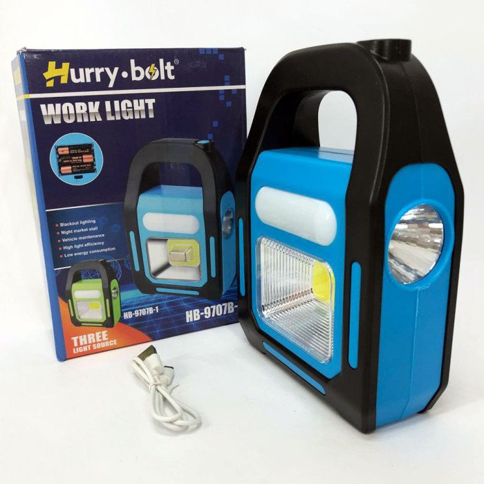 Ліхтар світлодіодний акумуляторний на сонячній батареї HB-9707 B-2 ZB-40, ліхтар переносний. Колір: синій