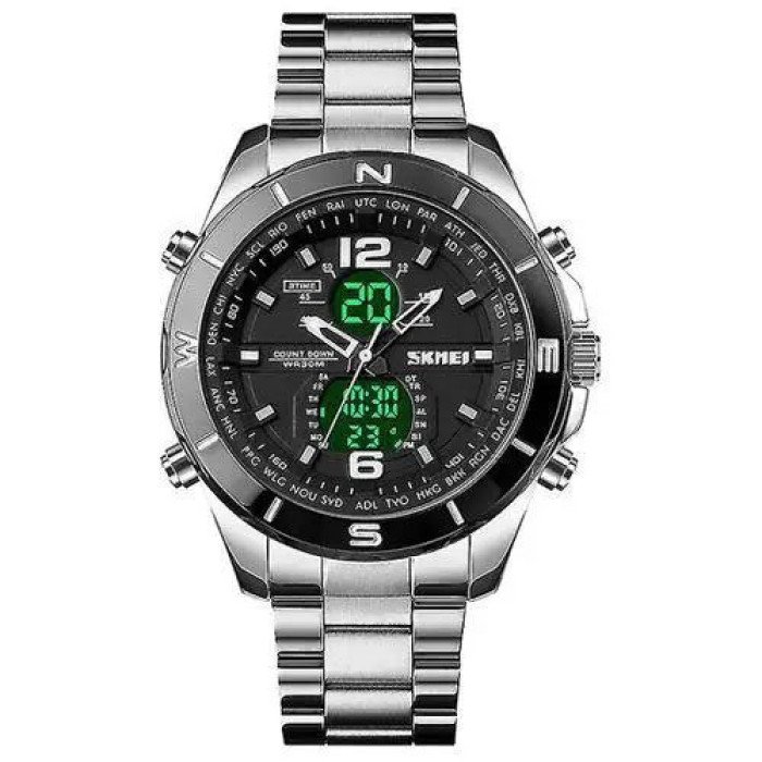 Годинник наручний чоловічий SKMEI 1670SIWT SILVER-WHITE, годинник тактичний протиударний. Колір: срібний