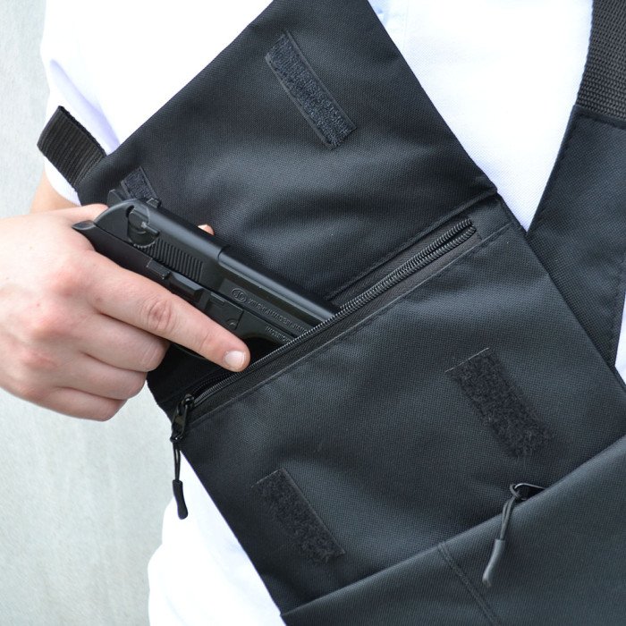 Чоловіча сумка через плече шкіра, Сумка кобура наплічна, Сумка для прихованого носіння пістолета