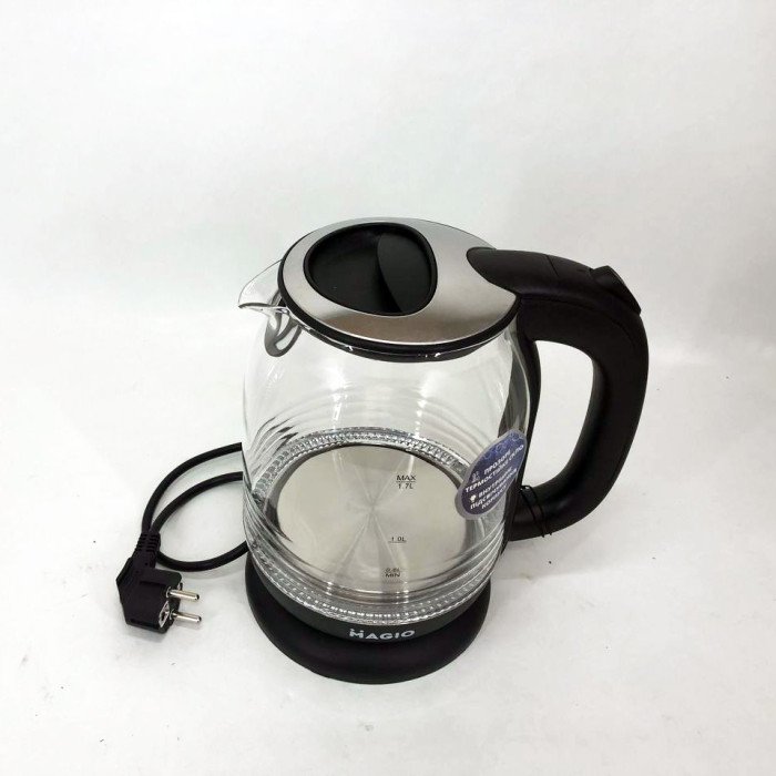 Електрочайник Magio MG-983 з підсвічуванням, 1.7Л, Стильний електричний чайник, прозорий з підсвічуванням