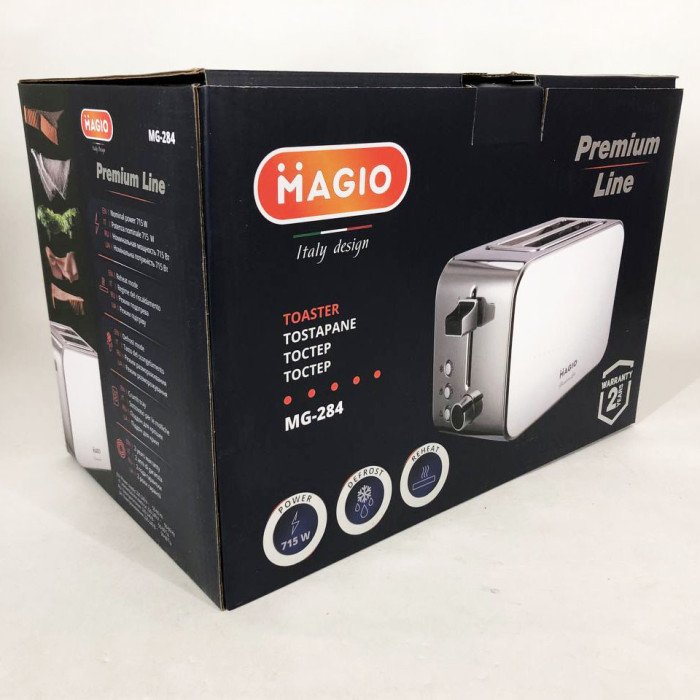 Тостер Magio MG-284 715 Вт, тостер для 2 грінок, електричний горизонтальний тостер, універсальний тостер