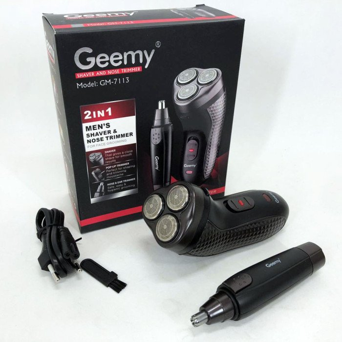Тример для стрижки бороди триммер для носа, електробритва 3 в 1 GEMEI GM-7113, Тример бездротовий