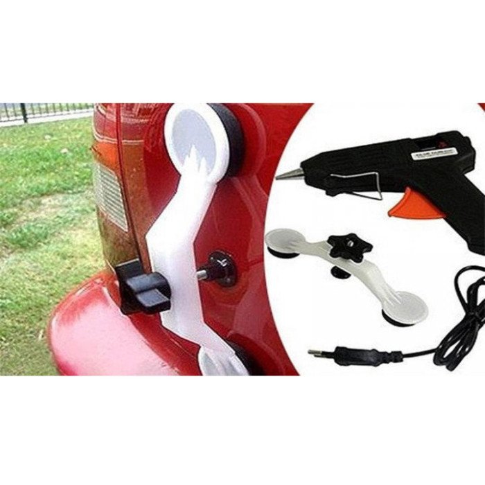 Інструмент для видалення вм'ятин на авто Clefers Pops-a-Den- Рихтування своїми руками - Клей, Пістолет, Присоска в комплекті