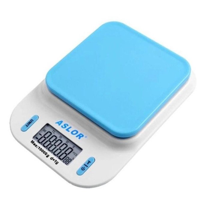 Ваги кухонні 109, 2 кг (0.1 г), термометр, електронні ваги для продуктів. Колір: блакитний