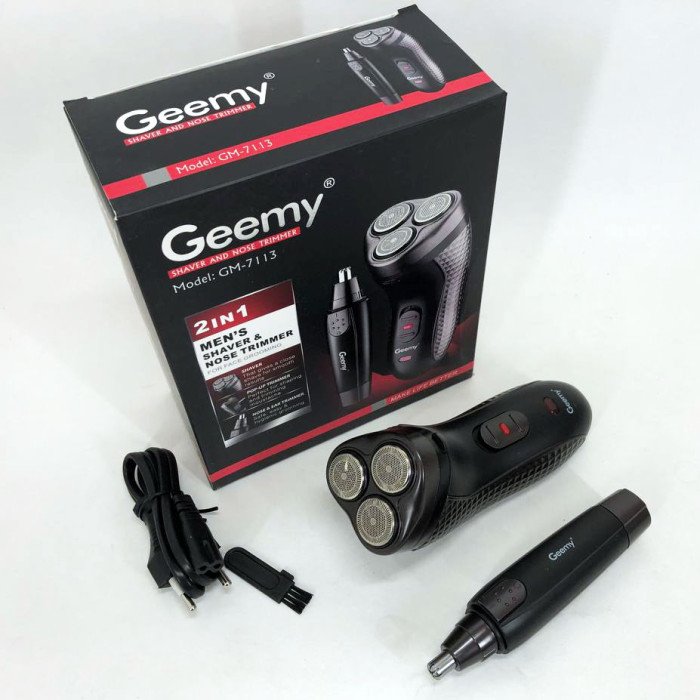 Тример для стрижки бороди триммер для носа, електробритва 3 в 1 GEMEI GM-7113, Тример бездротовий
