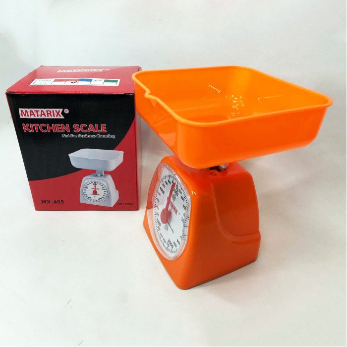 Ваги кухонні механічні MATARIX MX-405 5 кг, Ваги для кухні для продуктів. Колір: оранжевий