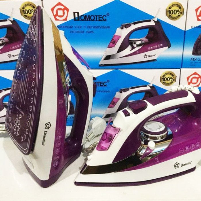 Праска Domotec MS 2201 2800W керамічна підошва, Професійна парова праска. Колір: фіолетовий