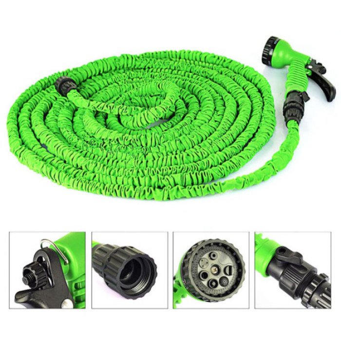 Шланг садовий Magic House 15.0м з розпилювачем (6 режимів). Колір: зелений