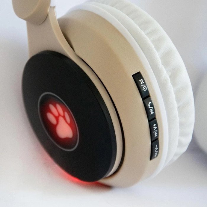 Бездротові навушники ST77 LED з котячими вушками, що світяться. Колір: золотий