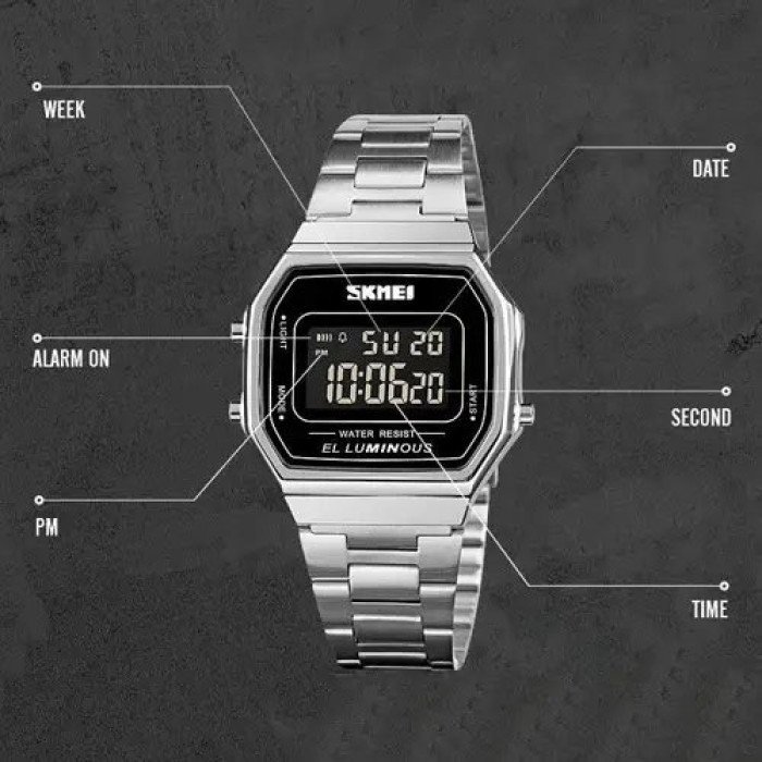 Годинник наручний чоловічий SKMEI 1647SI, армійський годинник протиударний, модний чоловічий годинник