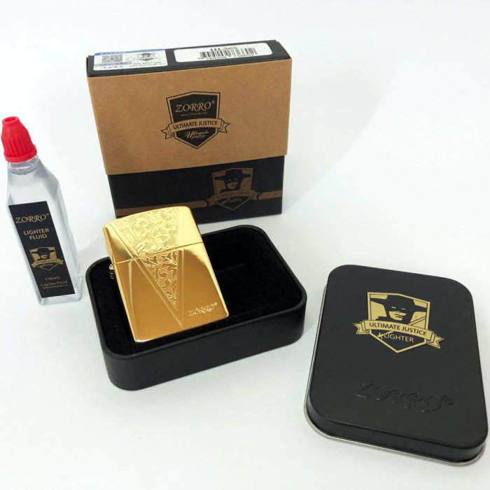 Запальничка бензинова Zorro HL-366, запальничка на день народження, вітрозахисна запальничка. Колір: золотий