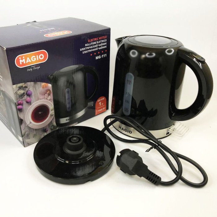 Електрочайник Magio MG-111 1 л, маленький електрочайник, гарний електричний чайник, безшумний чайник