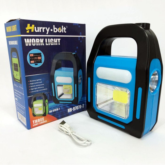 Ліхтар світлодіодний акумуляторний на сонячній батареї HB-9707 B-2 ZB-40, ліхтар переносний. Колір: синій