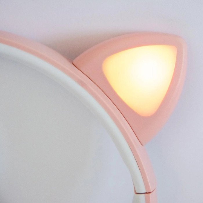 Бездротові навушники ST77 LED з котячими вушками, що світяться. Колір: рожевий