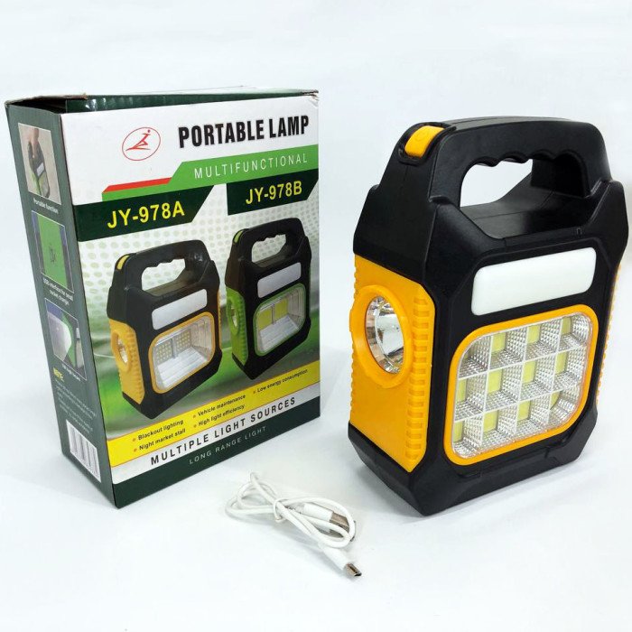 Ліхтар переносний JY-978D-LED+12COB, power bank, ліхтар світлодіодний прожектор. Колір: жовтий