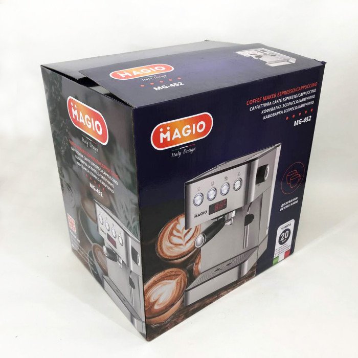 Кавоварка рожкова еспресо/капучино Magio MG-452 850 Вт, кавомашина домашня, кавовий апарат для дому