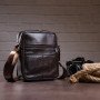Чоловіча сумка з натуральної італійської шкіри, коричнева, компактний месенджер, кросбоді