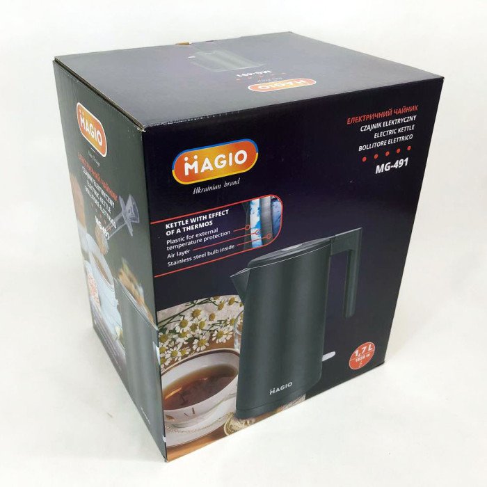 Електрочайник-термос Magio MG-491 1.7 л, електронний чайник, дисковий чайник, чайник електро