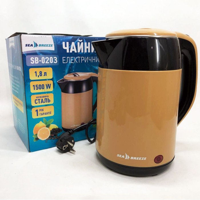 Чайник термос SeaBreeze SB-0203 1.8 Л 1500 Вт, Хороший електричний чайник, Чайник електро, Стильний