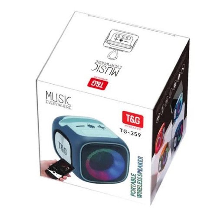 Портативна Bluetooth колонка TG359 7W з підсвічуванням RGB, акумуляторна колонка для музики. Колір: синій