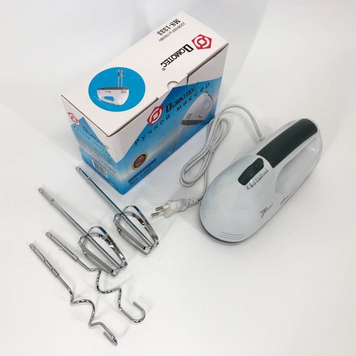 Міксер Domotec MS-1333 ручний з насадками для збивання та для тесту, Двовіночковий міксер