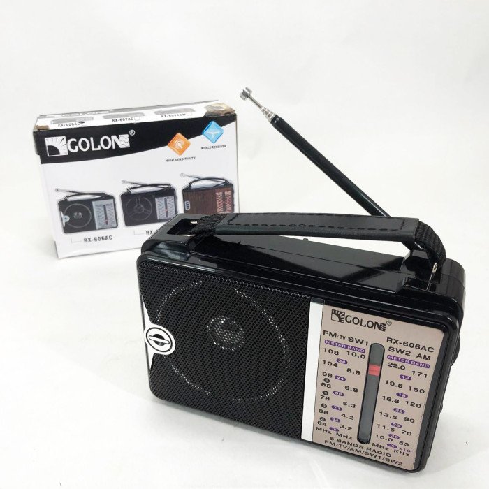 Радіоприймач портативне радіо Golon RX-606 від мережі та на батарейках приймач ретро колонка fm акустична