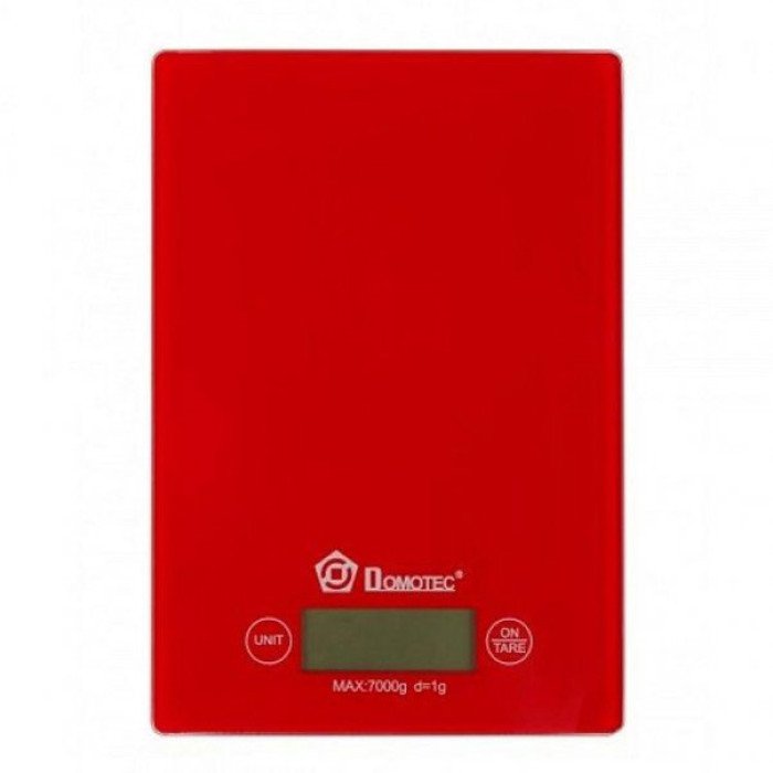 Ваги кухонні DOMOTEC MS-912 Glass, ваги харчові, кулінарні ваги, компактні ваги. Колір: червоний