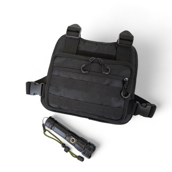 Нагрудна тактична сумка чоловіча, сумка через плече чорна розгрузка