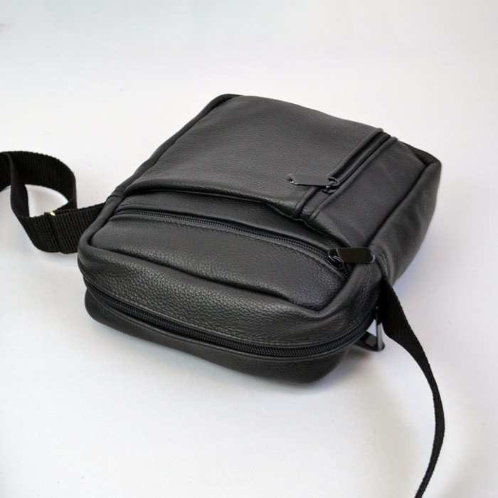 Елегантна чоловіча шкіряна сумка-месенджер із натуральної шкіри на 5 відділень, чоловіча сумка через спину