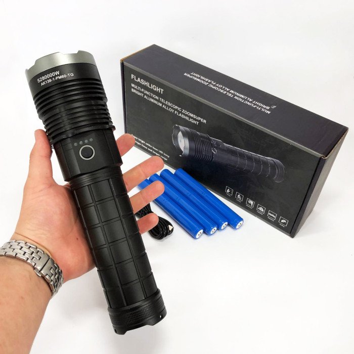 Ліхтар ручної моделі Police AK138-1 WHITE LASER LED PM60-TG 8х18650, USB-зарядка, Power Bank, зум