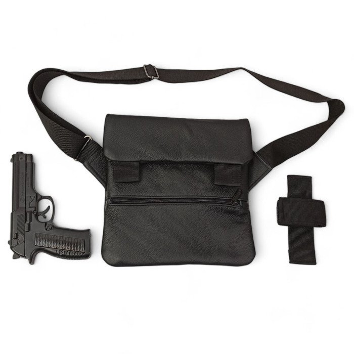 Набір 2В1. Шкіряна сумка з кобурою + ліхтарик професійний POLICE BL-X71-P50