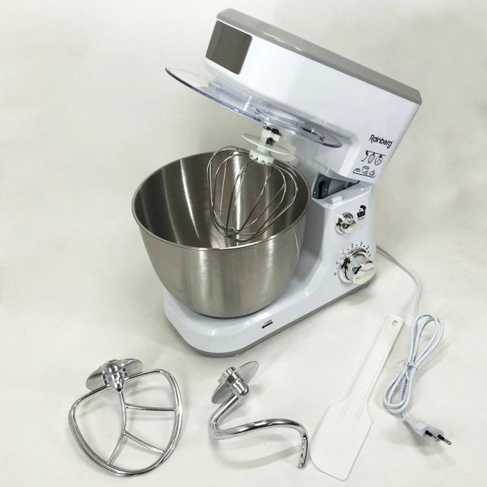 Кухонний комбайн Rainberg RB-8082 3200 Вт, Планетарний міксер-тестоміс з чашею 5л, 3 насадки, 6 швидкостей