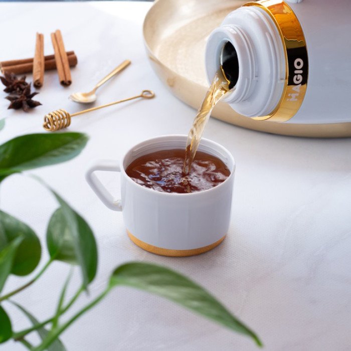 Термос Magio MG-1050W зі скляною колбою, Хороший невеликий термос для питної води. Колір: білий