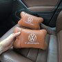 Набір подушок 2шт для автомобіля Volkswagen, з натуральної коричневої шкіри. Подушки на підголовник
