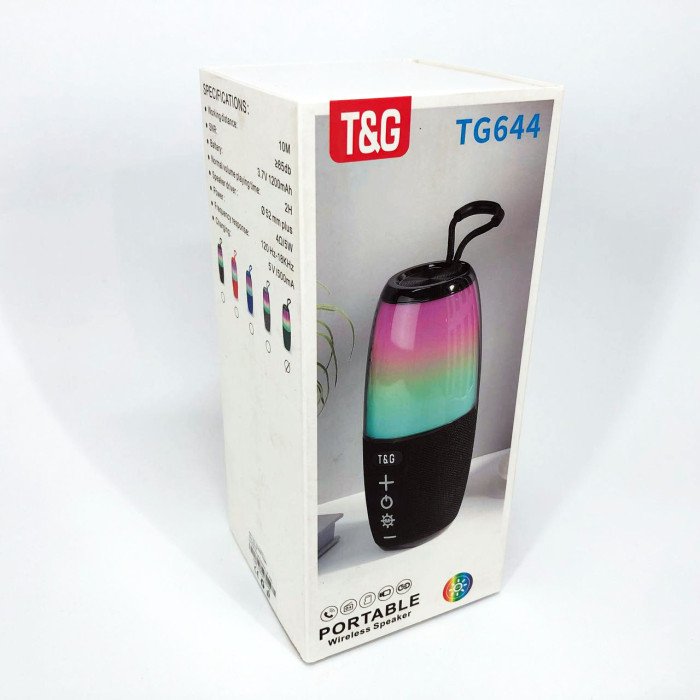 Портативна колонка TG644 5W з RGB підсвічуванням та ремінцем, Бездротова колонка потужна. Колір: зелений