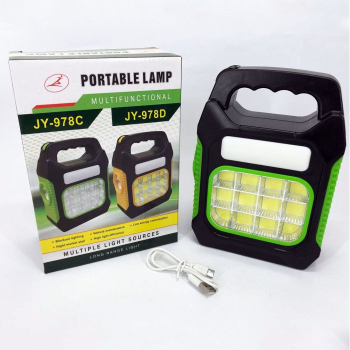 Ліхтар переносний JY-978D-LED+12COB, power bank, ліхтар світлодіодний прожектор. Колір: зелений
