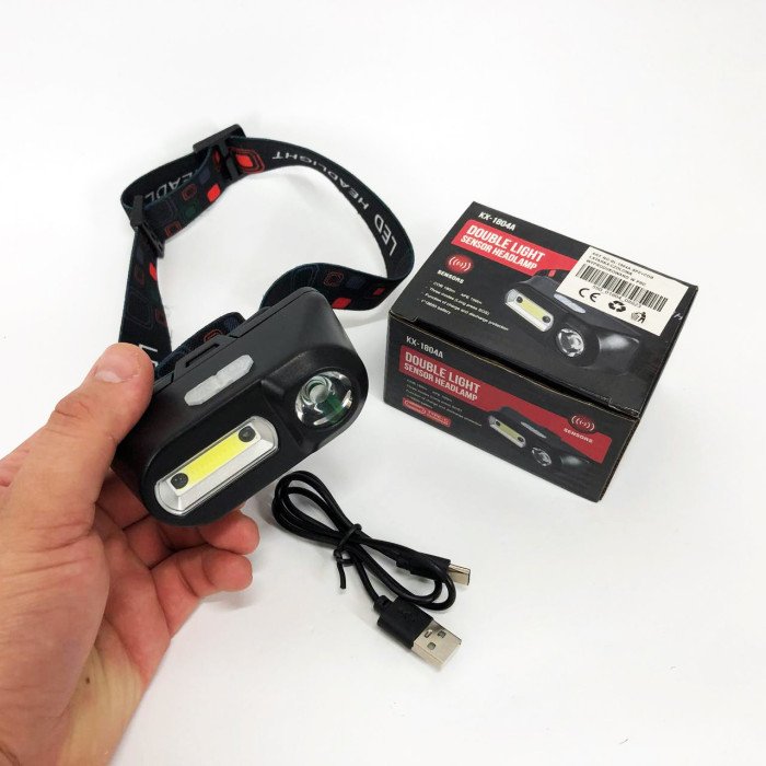 Ліхтар налобний BL-1804A COB XPE з датчиком руху, Ліхтар акумуляторний для риболовлі