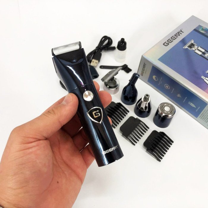 Чоловічий набір Geemy GM-8012 4 в 1, електробритва з насадками для бороди, триммер для бороди