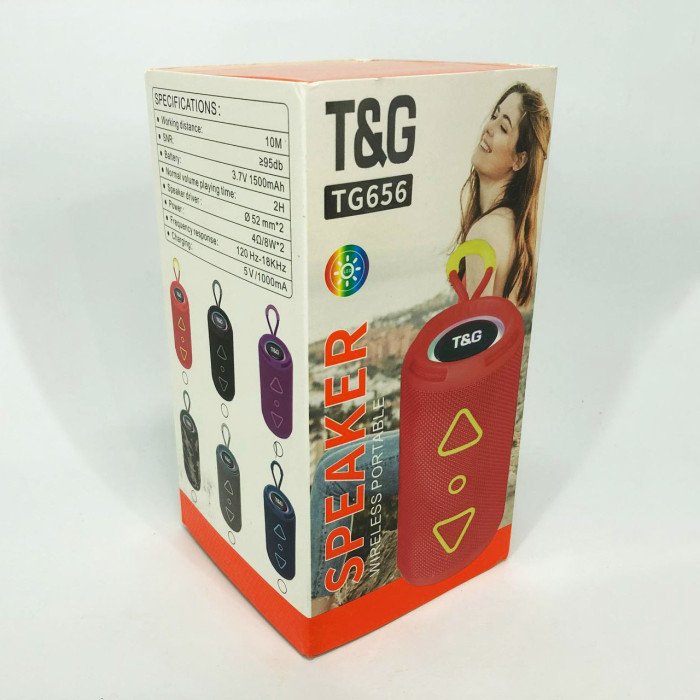 Bluetooth колонка портативна TG656 FM-радіо, потужна переносна акустична колонка. Колір: фіолетовий
