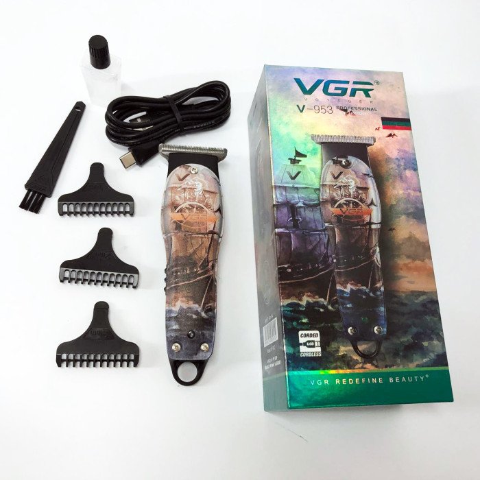 Професійний триммер для стрижки волосся та бороди VGR V-953 з насадками, окантувальна машинка