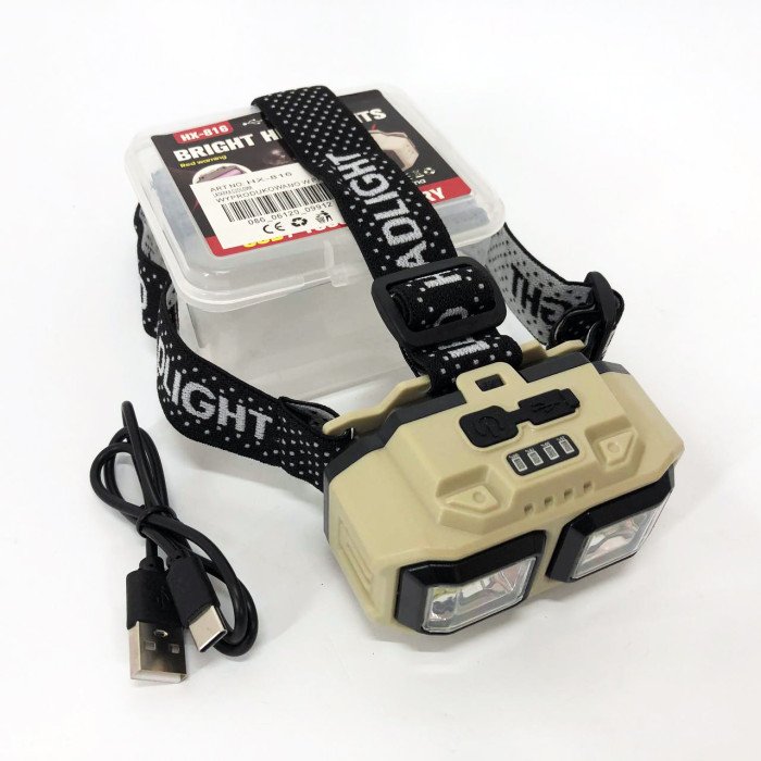 Ліхтар налобний акумуляторний Bailong HX-816 2COB(white+red) вологозахист, Ліхтар на голову для бігу