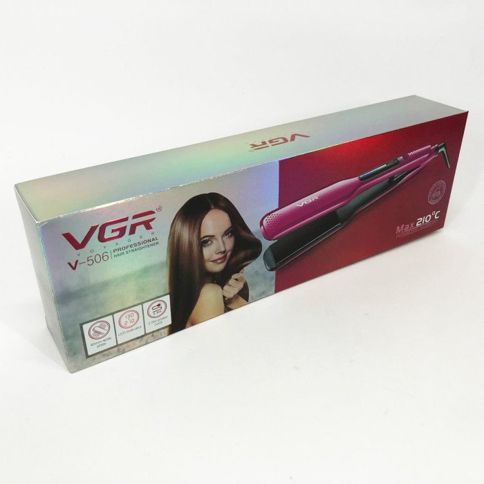 Широка праска для випрямлення волосся VGR V-506 потужністю 55 Вт з LED дисплеєм 130-210 градусів фіолетовий
