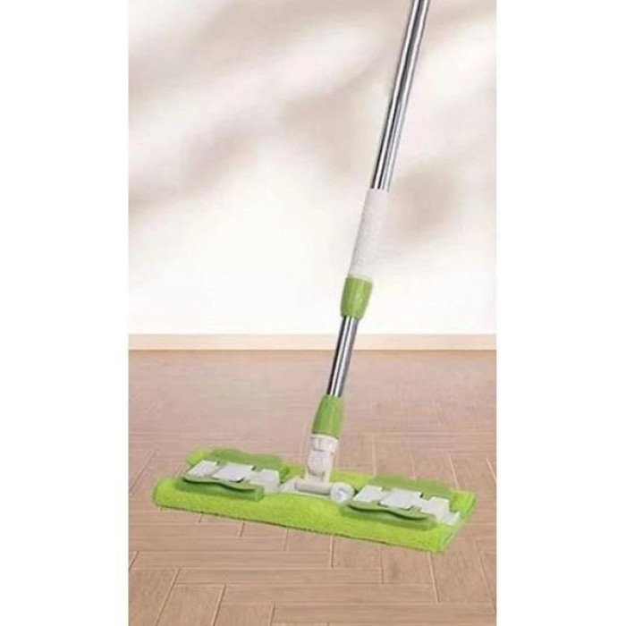 Швабра для швидкого прибирання з насадкою з мікрофібри на затискачах з запаскою. Колір: зелений