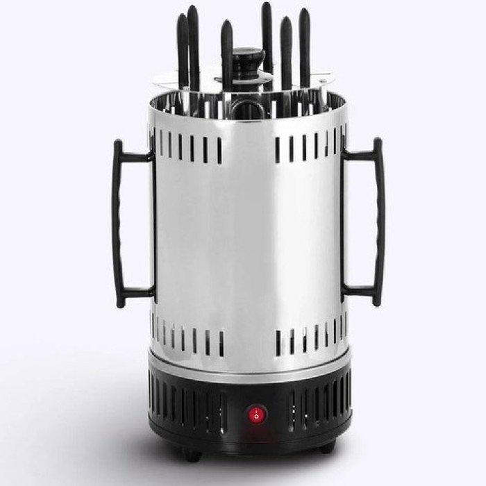 Шашличниця електрична Domotec MS-7781 на 6 шампурів 1000Вт вертикальна з нержавіючої сталі