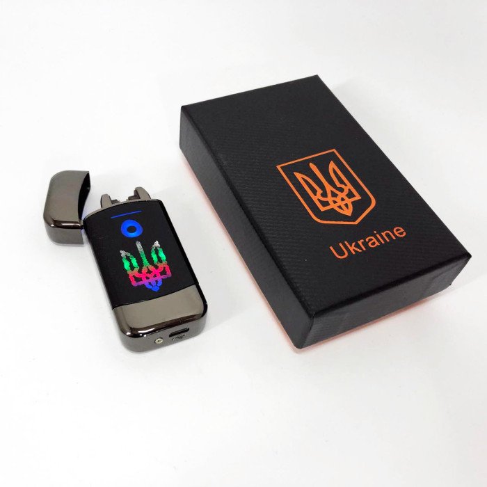Дугова електроімпульсна запальничка із USB-зарядкою Україна LIGHTER HL-439, із зарядкою. Колір: чорний