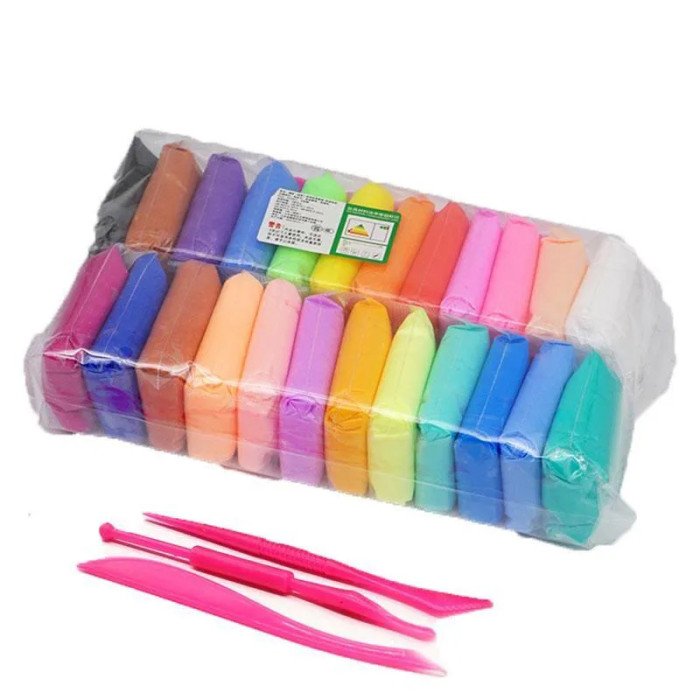 Легкий повітряний пластилін 24 кольори для ліплення з інструментами набір для творчості художній