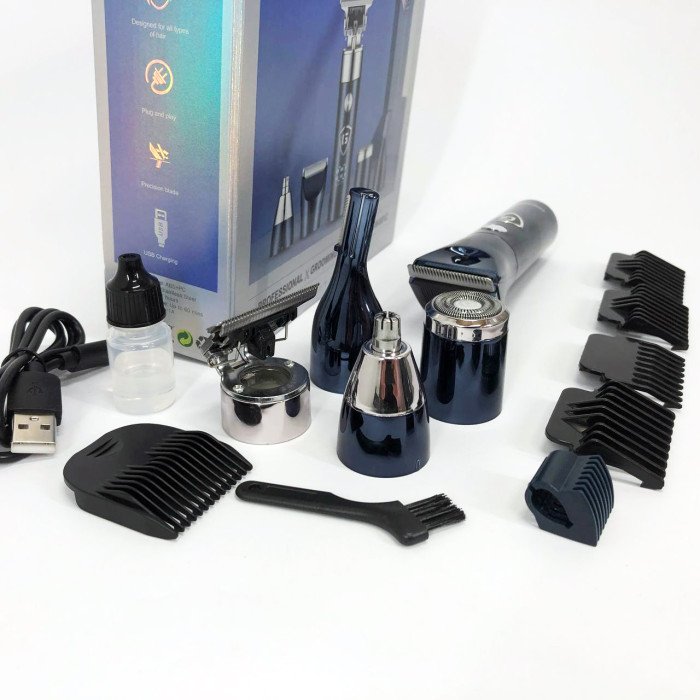 Чоловічий набір Geemy GM-8012 4 в 1, електробритва з насадками для бороди, триммер для бороди