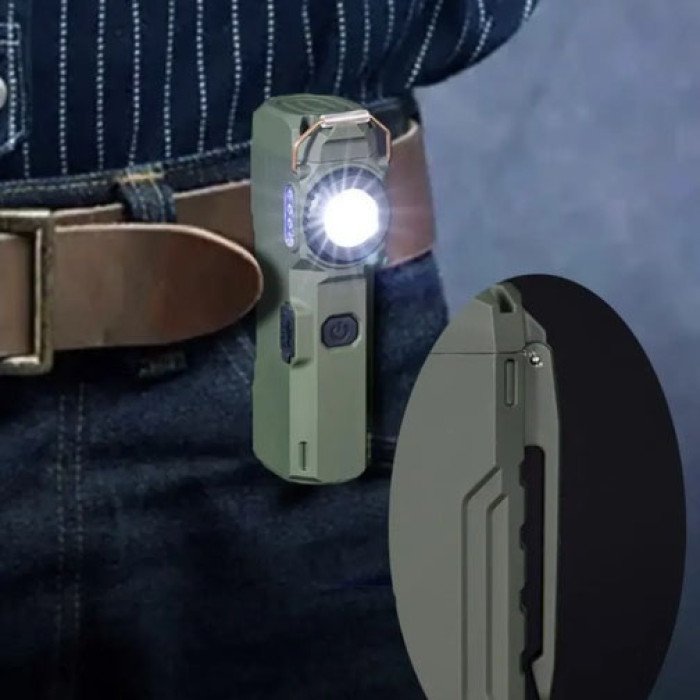 Ліхтарик-запальничка армійська MULTIFUNCTIONAL D51-COB, Запальничка на подарунок в упаковці. Колір: зелений