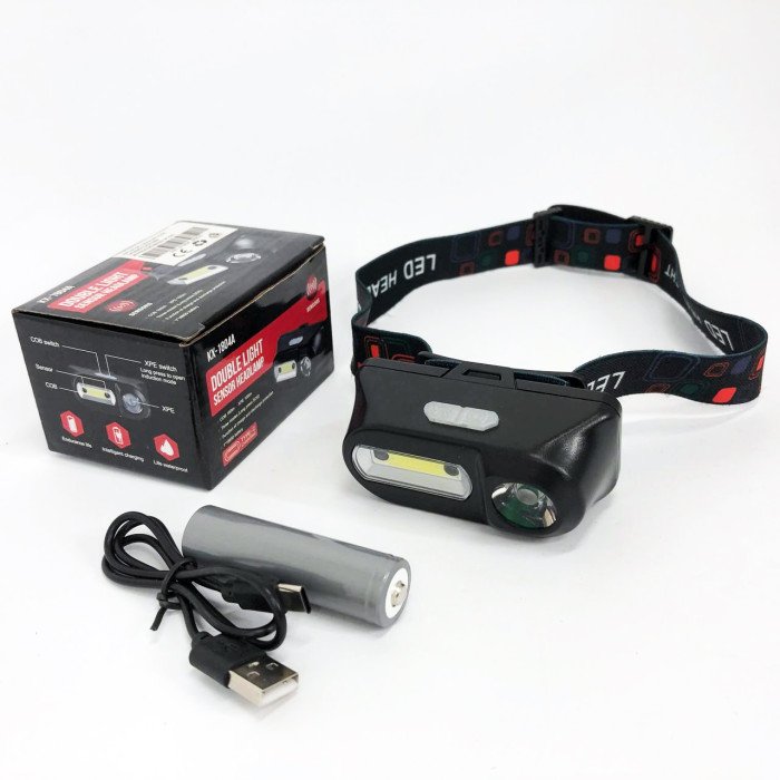 Ліхтар налобний BL-1804A COB XPE з датчиком руху, Ліхтар акумуляторний для риболовлі